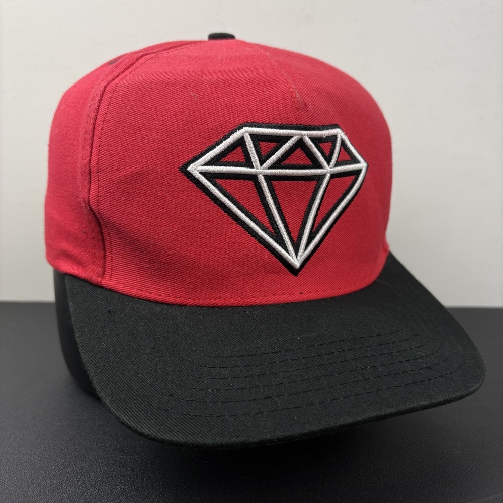 Diamond Supply Co Snapback Hat Red Black 3D Embroidered Logo Flat Bill Cap OSFM